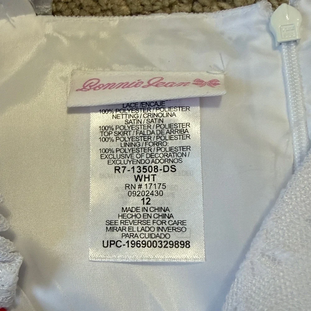 Bonnie Jean White Dress 1st Communion Wedding Size 12 NWT